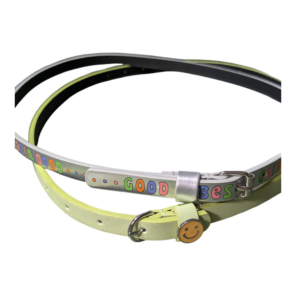 Girl's Belts 2pk Smiley Face and Good Vibes --Excellent Condition - 36 inches - Picture 1 of 4